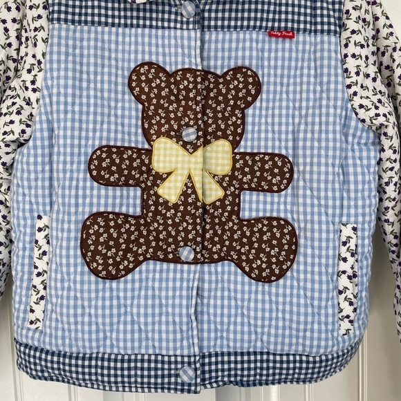 TEDDY FRESH Quilted Teddy Bear Jacket blue brown size medium - Picture 3 of 9